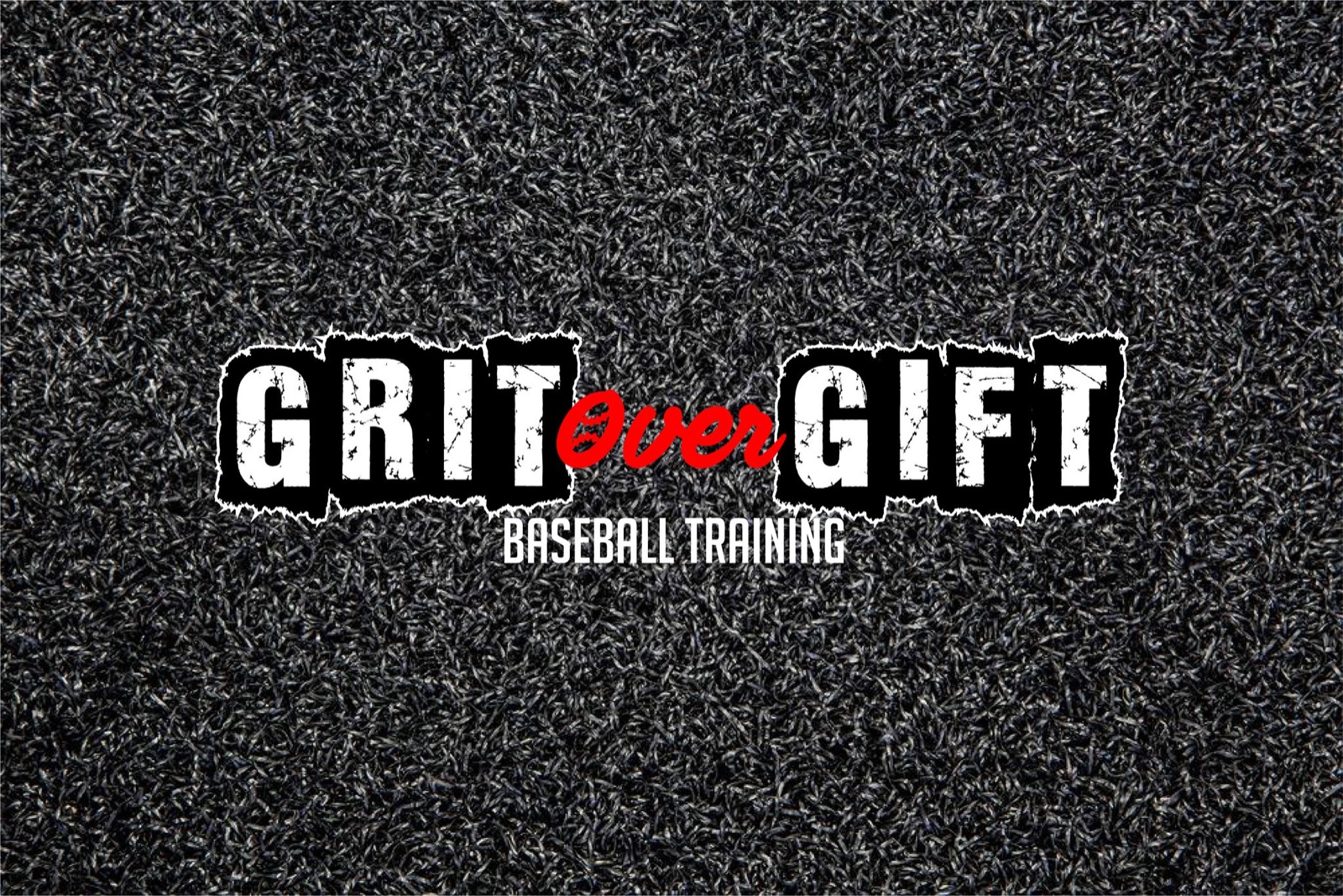 Grit Over Gift Baseball Training logo installed on indoor turf